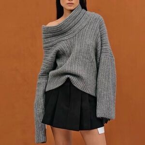 Cozy Gray Off-Shoulder Sweater